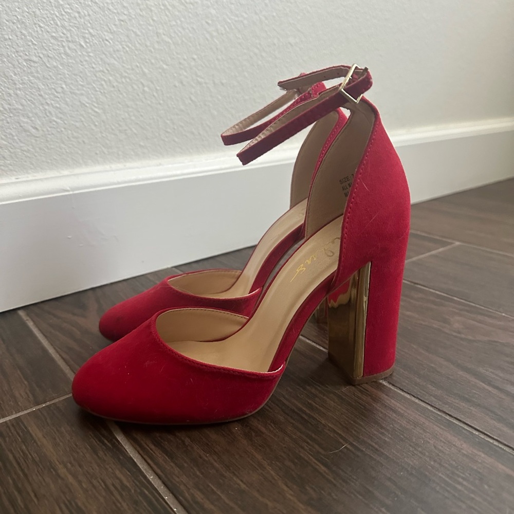 Lulu’s Laura Red Ankle Strap Heel